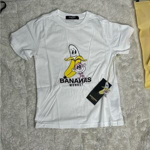 Bananas Monkey White T-Shirt Youth, NWT. Youth Sizes 4 & 5